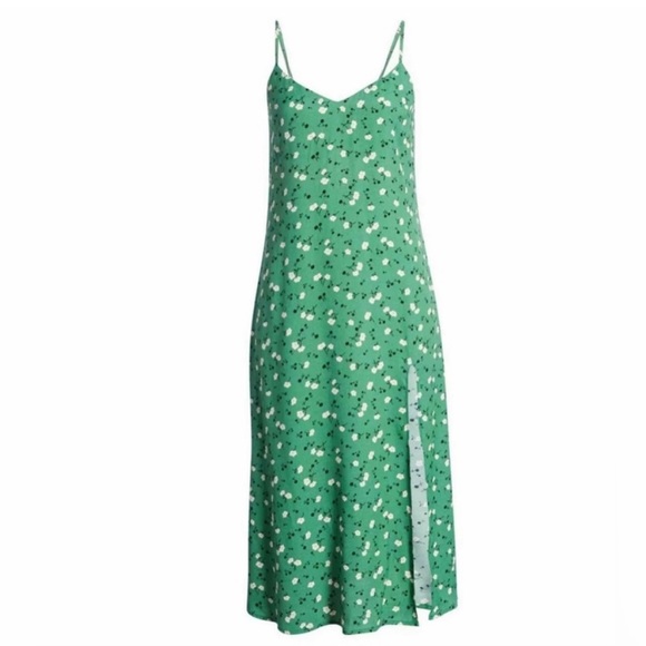 Reformation Dresses & Skirts - Reformation Green Floral Midi Slip Dress